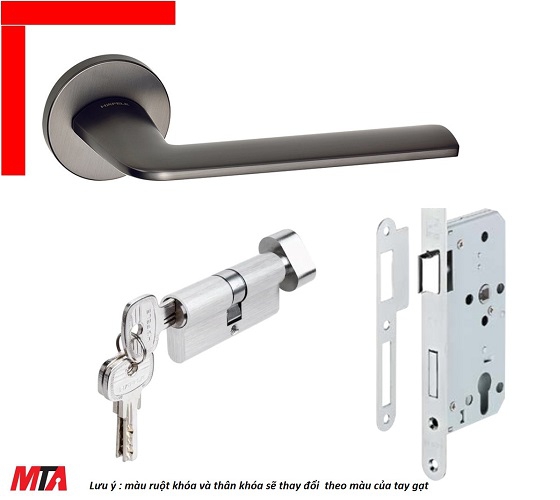 Khóa hafele tay gạt DIY set A 499.63.602 màu xám ghi cho cửa phòng