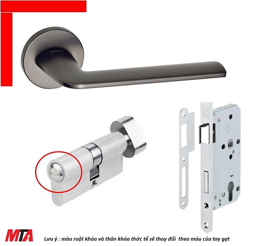 Khóa hafele tay gạt DIY set A 499.63.606 màu xám ghi cho cửa phòng toilet