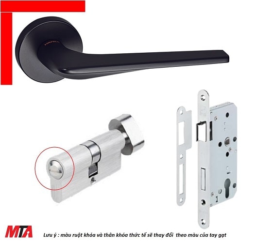 Khóa tay gạt cao cấp hafele DIY set C 499.63.621 màu Đen mờ cho cửa phòng vệ sinh