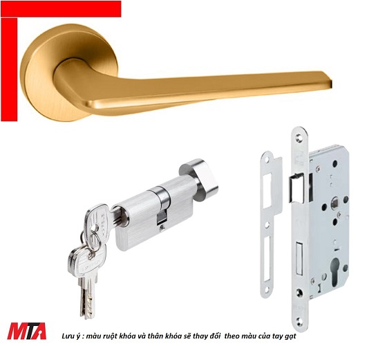 Khóa tay gạt có chìa hafele DIY set C 499.63.619 màu đồng bóng cho cửa phòng