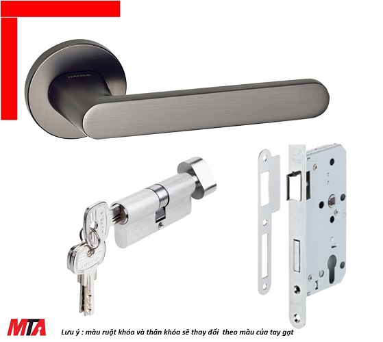 Khóa tay gạt cửa gỗ hafele DIY set B 499.63.610 màu xám ghi cho cửa phòng