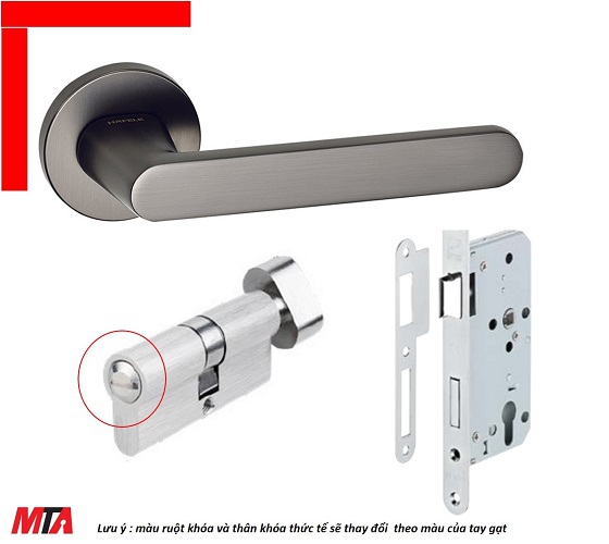 Khóa tay gạt cửa gỗ hafele DIY set B 499.63.614 màu xám ghi cho cửa phòng vệ sinh