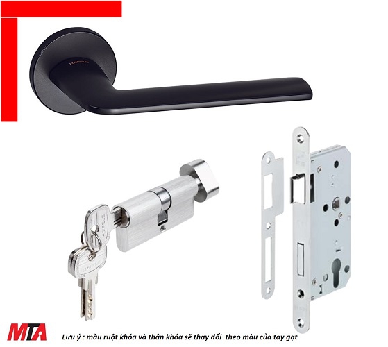 Khóa tay gạt DIY hafele DIY set A 499.63.601 mạ đen mờ cho cửa phòng
