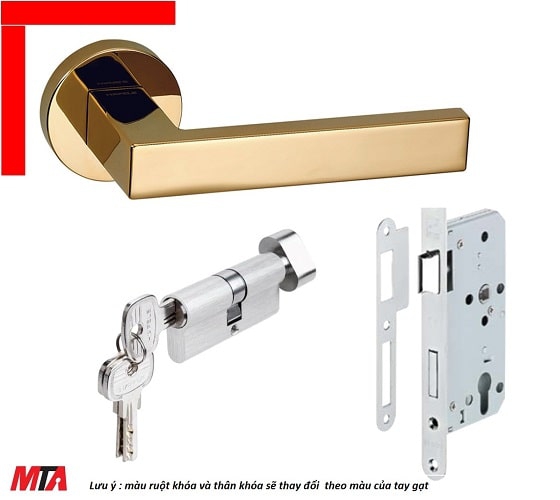 Khóa tay nắm DIY hafele 499.63.635 màu đồng bóng cho cửa phòng