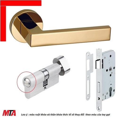 Khóa tay nắm DIY E hafele 499.63.639 màu vàng bóng cho cửa phòng vệ sinh