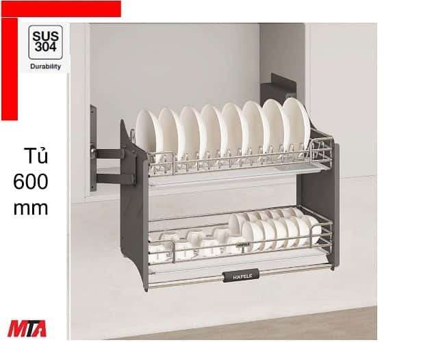 Giá bát nâng hạ Hafele Komso-P Inox 304 MSP 504.71.073 dòng Oria nan ovan tủ 600 mm