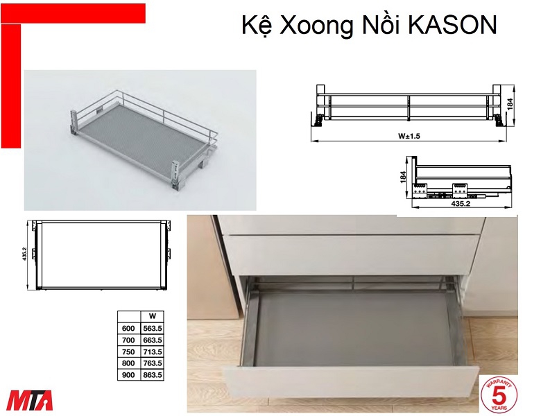 Kệ để xoong nồi Kosmo Hafele 549.08.864 KASON tủ rộng 600mm