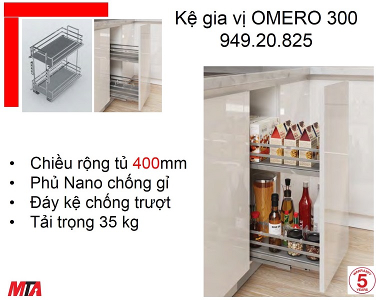 Kệ gia vị Hafele Kosmo 549.20.825 OMERO 300 tủ rộng 400mm
