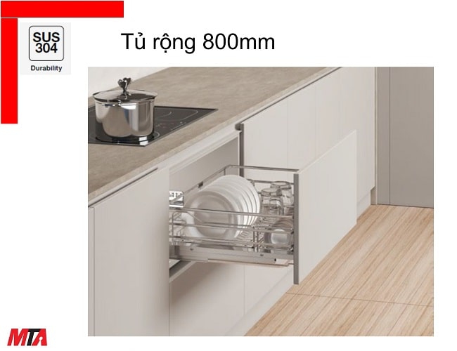 Kệ úp bát inox Hafele Kosmo 549.04.046 dòng Kason flex nan oval tủ rộng 800mm