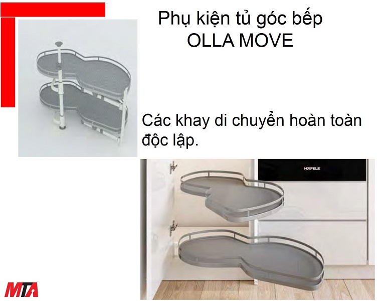 Mâm xoay góc tủ bếp Hafele Kosmo 541.01.804 Olla move mở phải