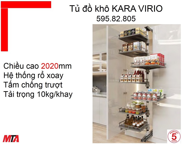 Tủ đồ khô Kosmo Hafele 595.82.805 Kara Vario tủ cao 2020mm