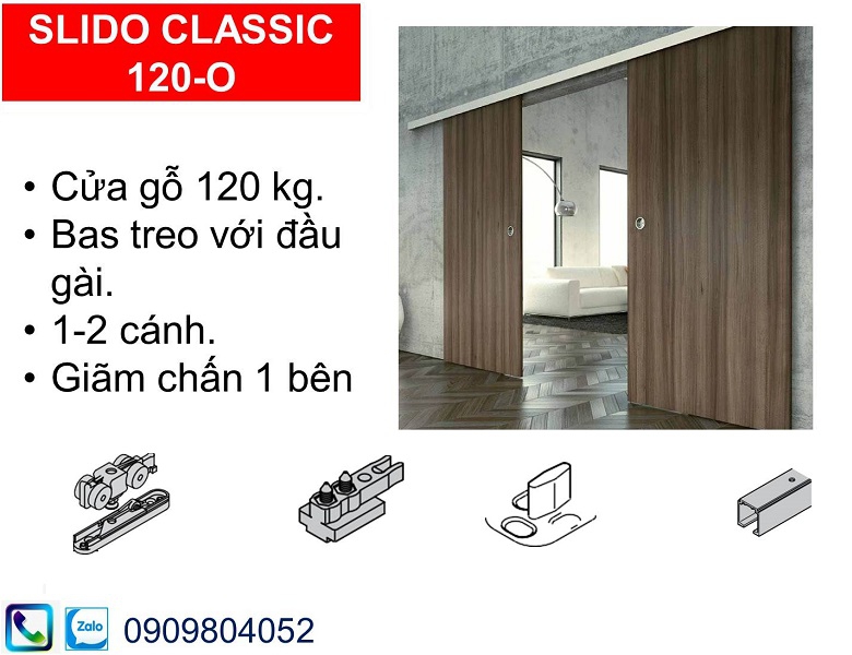 Phụ kiện cửa lùa Hafele 120-O (120kg) 941.25.111 với chiều rộng cửa từ 681mm