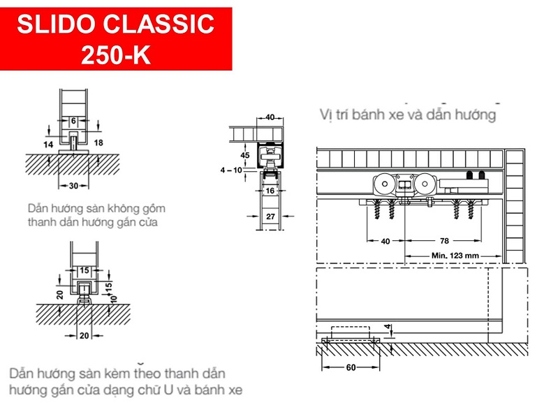 Phụ kiện cửa lùa Hafele 250-K (250kg) 940-42-138