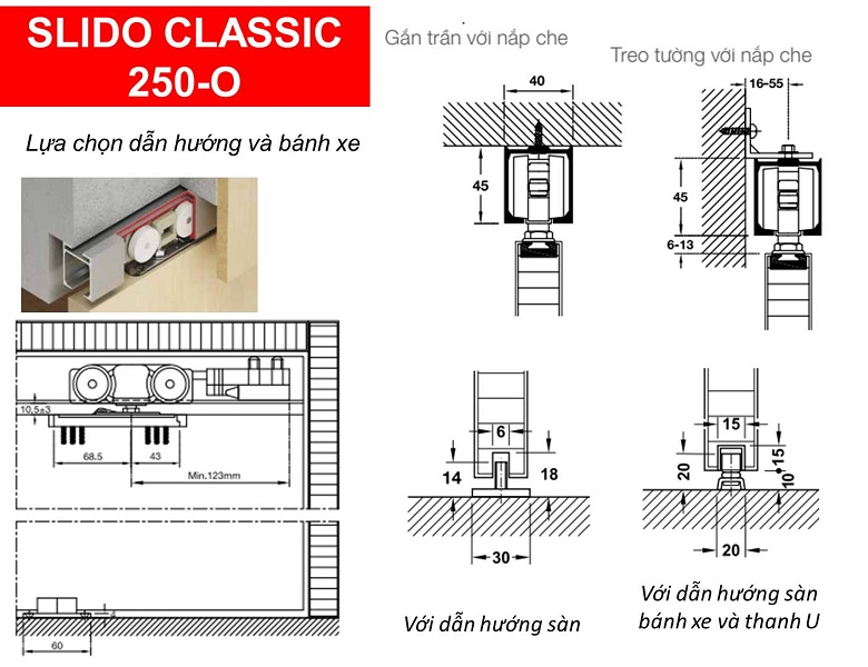Phụ kiện cửa lùa hafele 250-O (250kg) 942.34.003