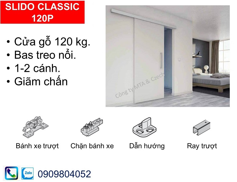 Phụ kiện cửa lùa treo Hafele 120P(kg) 941.02.039 cửa rộng 1094mm