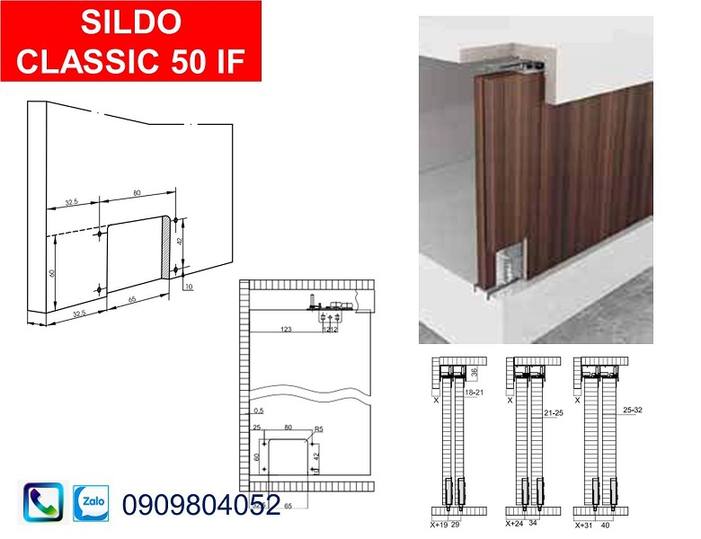 Phụ kiện cửa lùa tủ áo Hafele 401.30.003 cửa 3 cánh lọt lòng 50kg gỗ dày 18-21mm