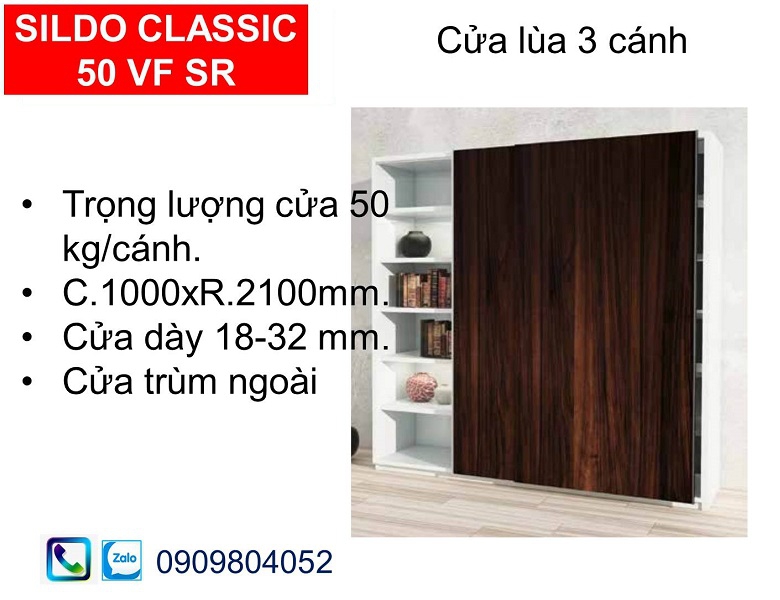 Phụ kiện cửa lùa tủ áo Hafele 400.51.122 cửa 3 cánh trùm ngoài 50kg gỗ dày 18-22mm