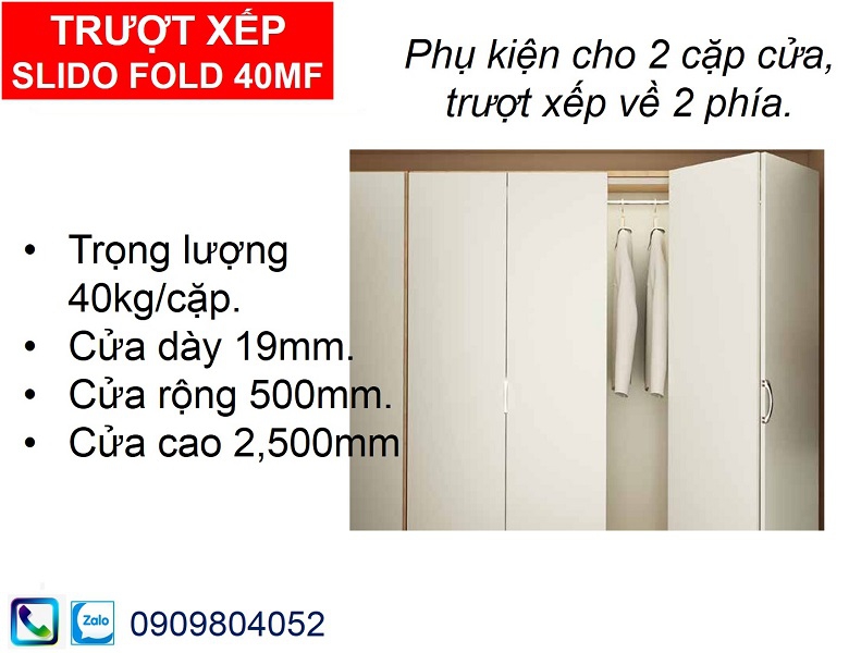 Phụ kiện cửa lùa xếp tủ áo Hafele 409.61.000 cho 2 cặp cửa nặng 40kg mỗi 2 cánh