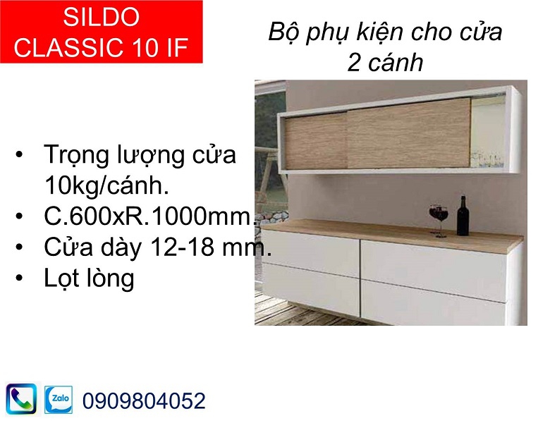 Phụ kiện cửa lùa tủ áo Hafele 494.00.140 cửa 2 cánh nặng 10kg một cánh