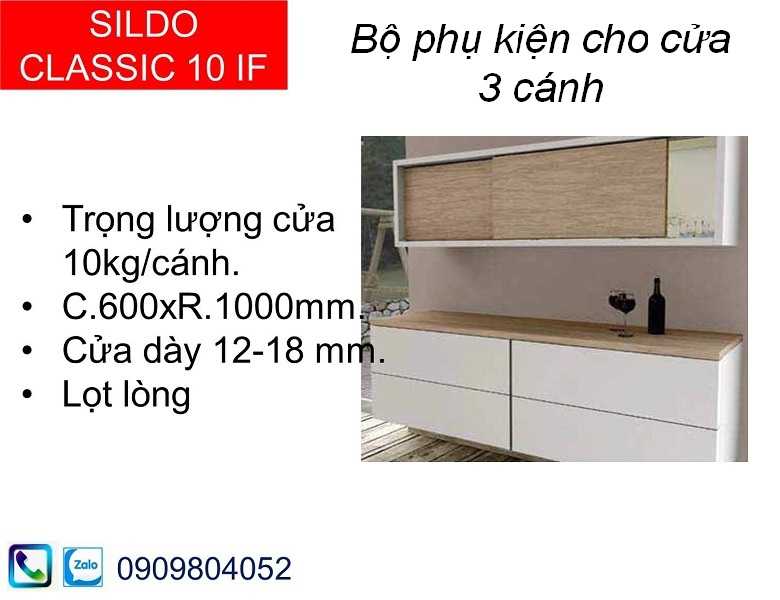 Phụ kiện cửa lùa tủ áo Hafele 494.00.141 cửa 3 cánh lọt lòng nặng 10kg một cánh