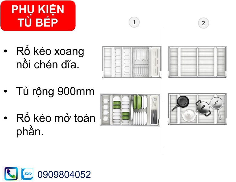 Rổ kéo úp xoong nồi Hafele KesseBohmer Dinning Agent 545.14.959 cho tủ bếp rộng 900mm