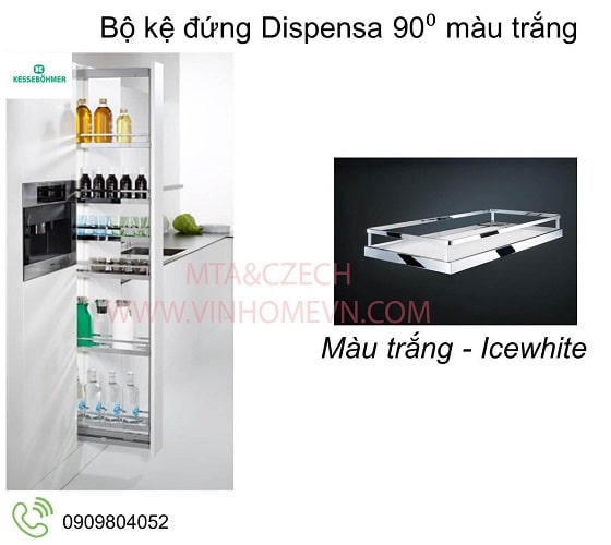 Phụ kiện tủ bếp đứng 4 khay màu trắng R.300mm Dispensa 546.54.611