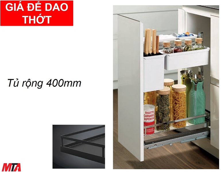 Giá dao thớt Hafele 545.11.373 màu đen tủ rộng 400mm