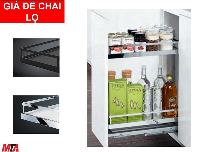 Giá để chai lọ Hafele 545.11.346 màu đen tủ rộng 600mm