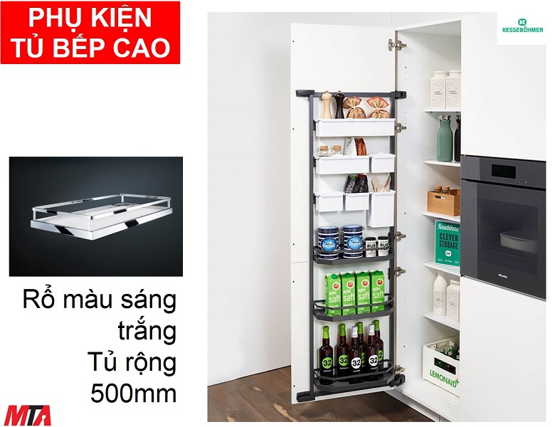 Phụ kiện tủ bếp hafele 545.02.231 Tandem Side màu trắng 6 khay tủ rộng 500mm