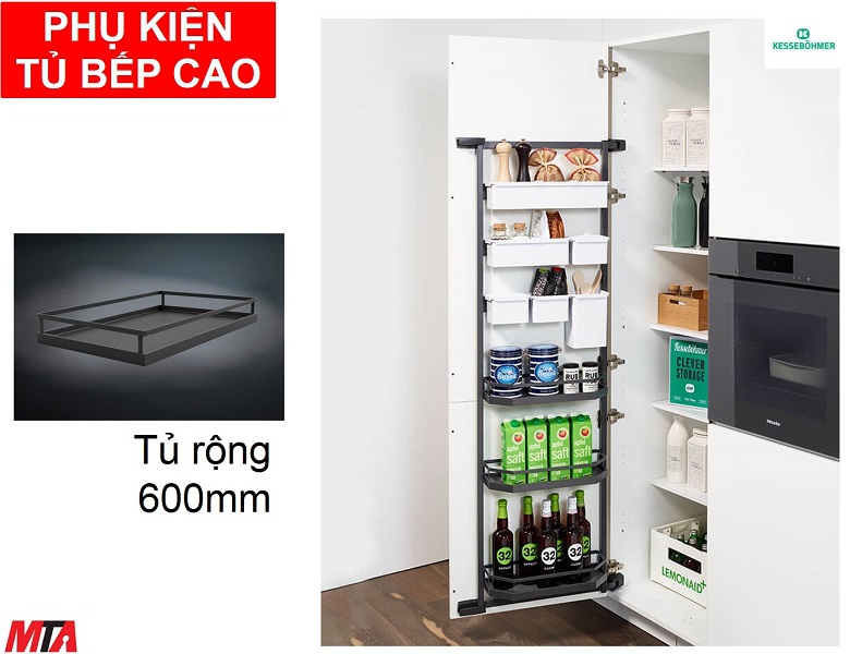 Phụ kiện tủ bếp hafele 545.02.432 Tandem Side màu đen 6 khay tủ rộng 600mm