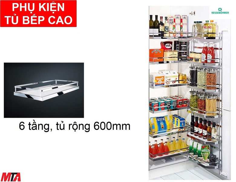 Phụ kiện tủ bếp hafele 545.94.652 Tandem Pantry màu trắng 6 khay tủ rộng 600mm