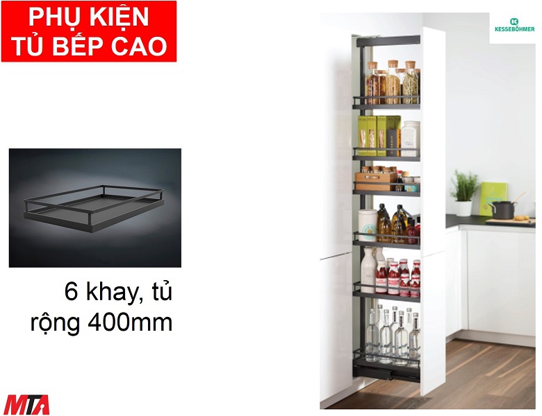 Phụ kiện tủ bếp hafele 546.54.543 Dispensa90 màu đen 6 khay tủ rộng 400mm