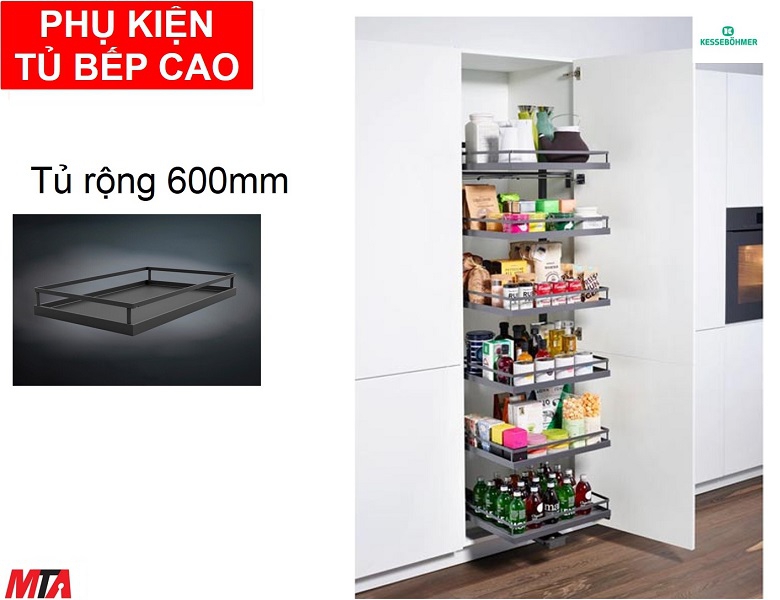 Phụ kiện tủ bếp hafele 549.77.496 Tandem Solo màu đen 5 khay tủ rộng 600mm