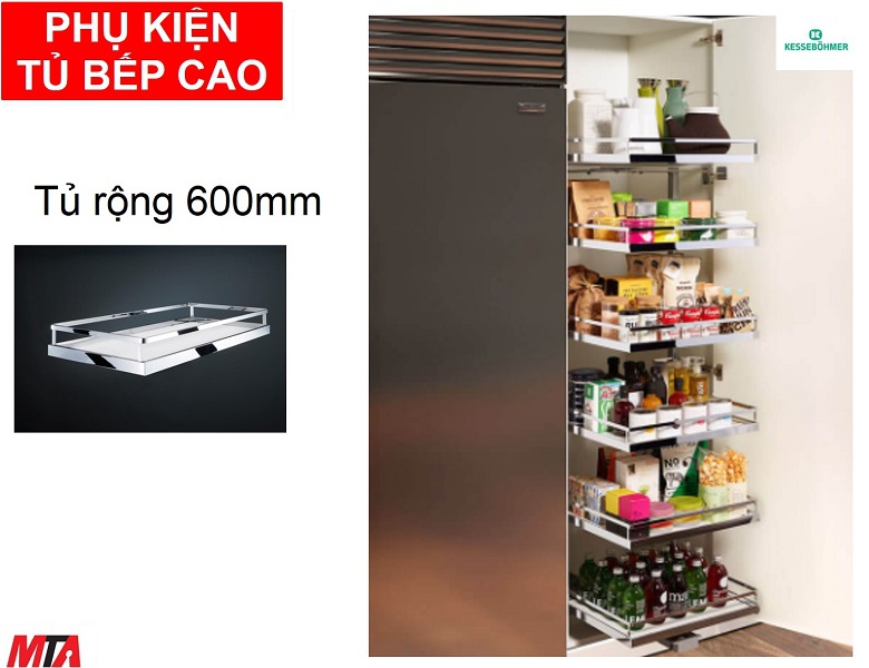 Phụ kiện tủ bếp hafele 549.77.796 Tandem Solo màu trắng 5 khay tủ rộng 600mm