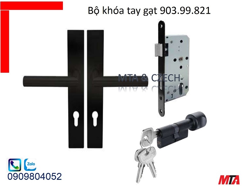 Khóa tay gạt hafele 903.99.821 Inox304 mạ đen mờ đế dài