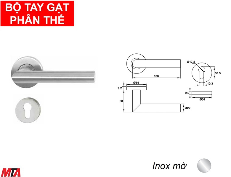Phụ kiện hafele 903.91.454 tay nắm gạt phân thể inox304 màu inox mờ