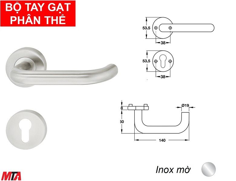 Phụ kiện hafele 903.92.586 tay nắm gạt phân thể inox304 màu inox mờ