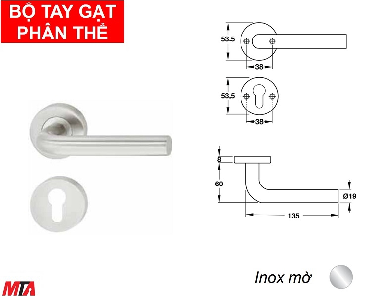 Phụ kiện hafele 903.92.596 tay nắm gạt phân thể inox304 màu inox mờ