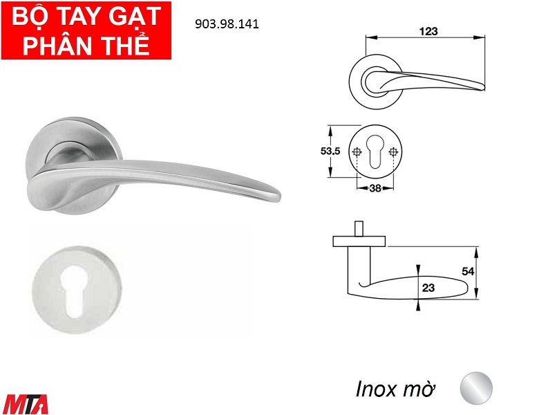 Phụ kiện hafele 903.98.141 tay nắm gạt phân thể inox304 màu inox mờ