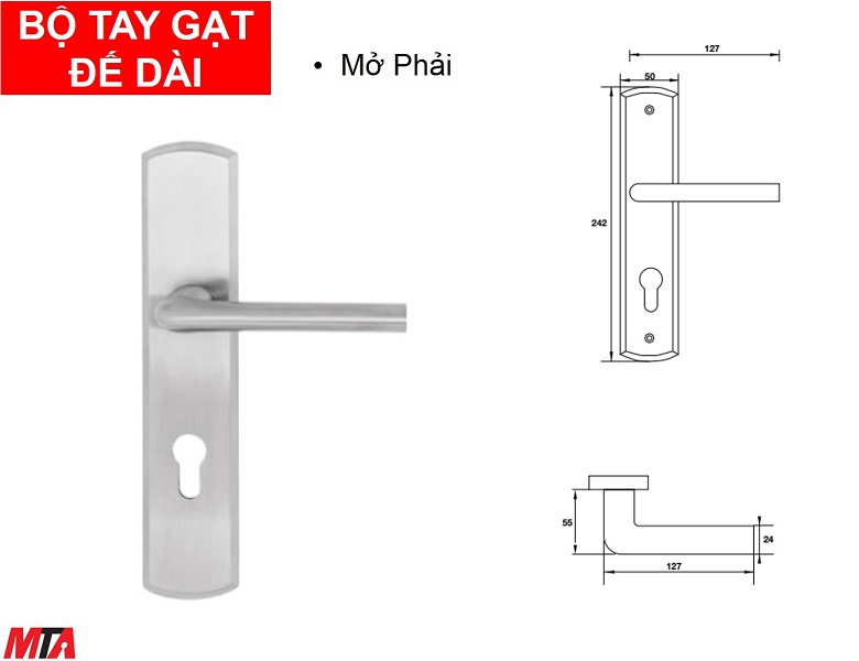 Phụ kiện hafele 903.98.469 tay nắm gạt đế dài mở phải inox304