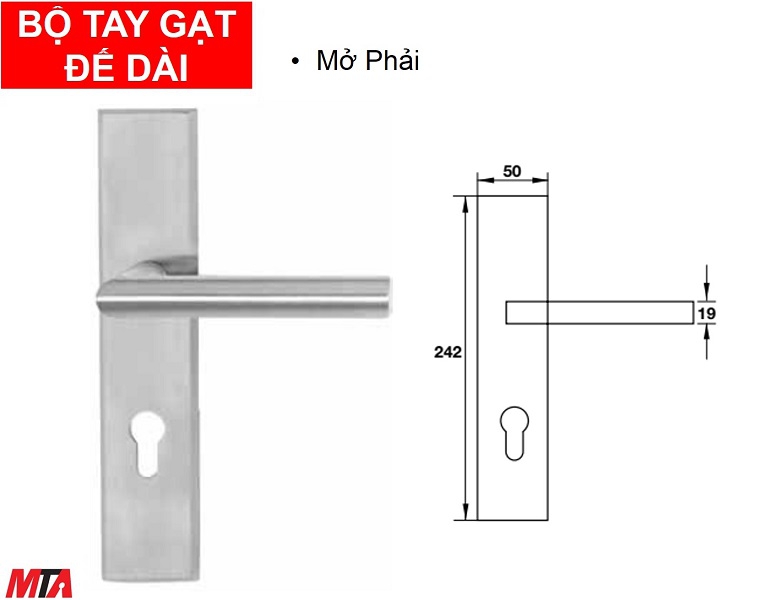 Phụ kiện hafele 903.99.303 tay nắm gạt đế dài mở phải inox304