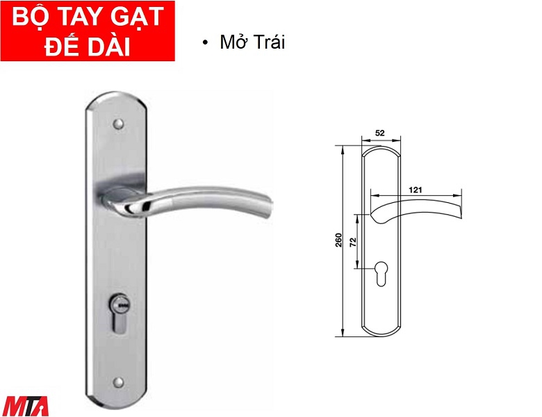 Phụ kiện hafele 903.99.319 tay nắm gạt đế dài mở trái inox304