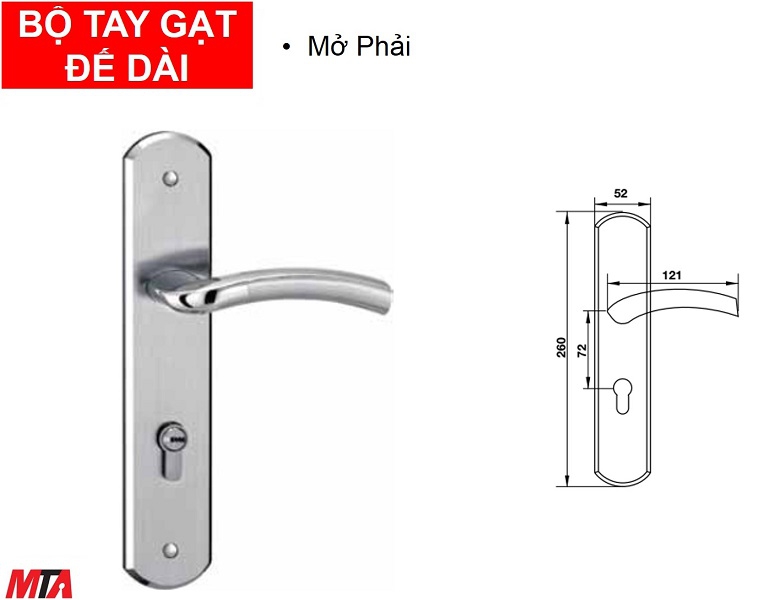 Phụ kiện hafele 903.99.320 tay nắm gạt đế dài mở phải inox304