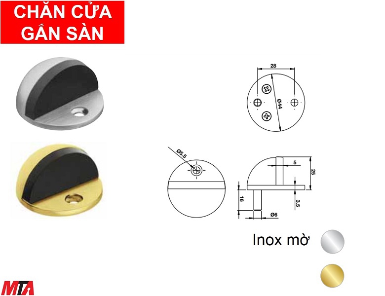 Phụ kiện hafele 937.55.140 chặn cửa bán nguyệt gắn sàn inox mờ