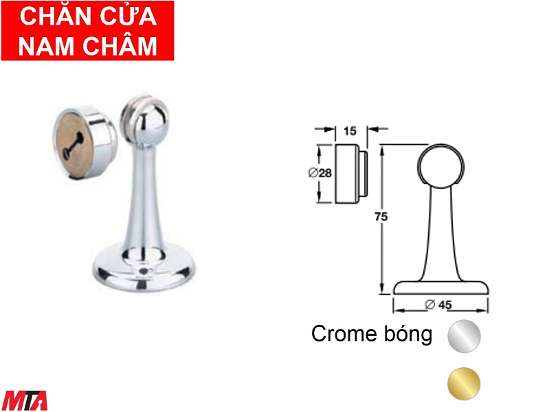 Phụ kiện hafele 938.23.024 chặn cửa nam châm gắn sàn chrome bóng