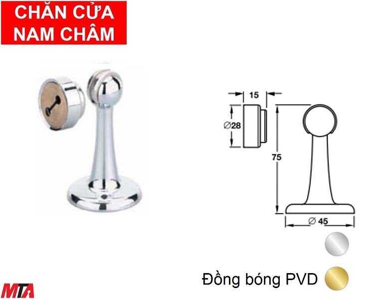 Phụ kiện hafele 938.62.038 chặn cửa nam châm gắn sàn đồng bóng PVD