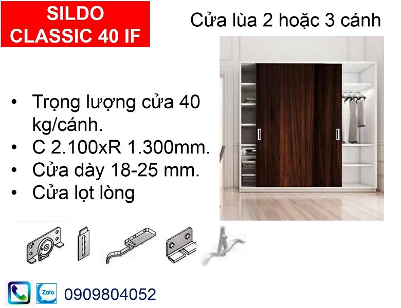 Bộ phụ kiện cửa trượt tủ classic 40 IF AA Hafele 494.00.110