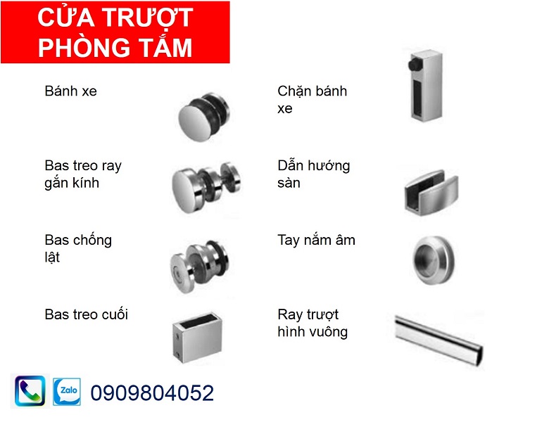Phụ kiện cửa lùa phòng tắm kính Hafele 981.71.101 Ray trượt Vuông