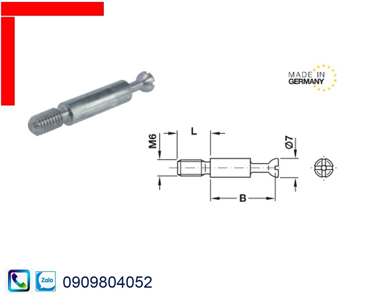 Ốc cam liên kết Hafele chốt nối nhỏ 262.27.941 độ dày ván 12mm