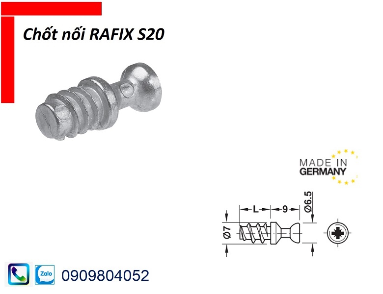 Ốc cam liên kết Hafele chốt nối nhỏ 263.20.131